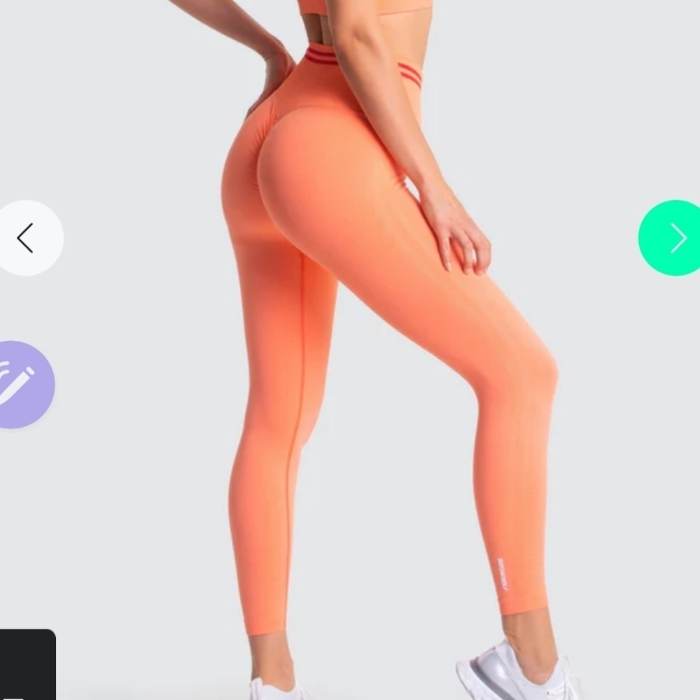 Doyoueven DYE Scrunch Seamless Leggings - Cantaloupe Orange - Picture 3 of 5